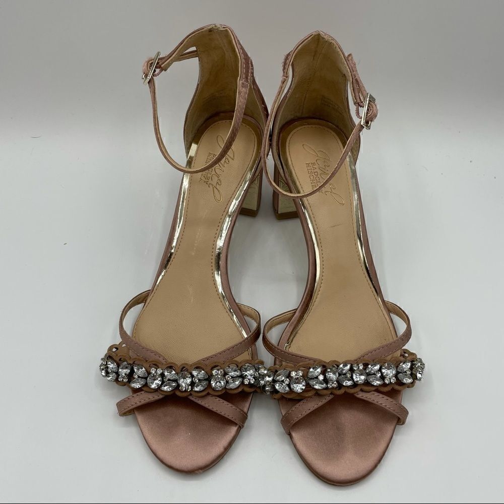 Jewel Badgley Mischka Satin Rhinestone Heels